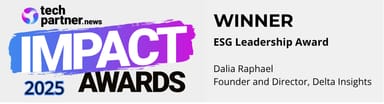2025 Impact Awards ESG Leadership badge celebrating Dalia Raphael